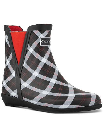 CHARTER CLUB Womens Black Plaid Removable Insole Goring Cloudburst Round Toe Rain Boots 8 M