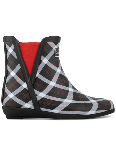 CHARTER CLUB Womens Black Plaid Removable Insole Goring Cloudburst Round Toe Rain Boots 8 M