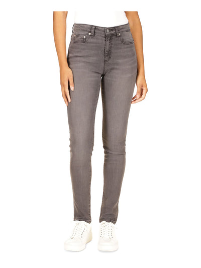 MICHAEL KORS Womens Gray Zippered Pocketed Straight-leg Skinny High Waist Jeans Petites 8P
