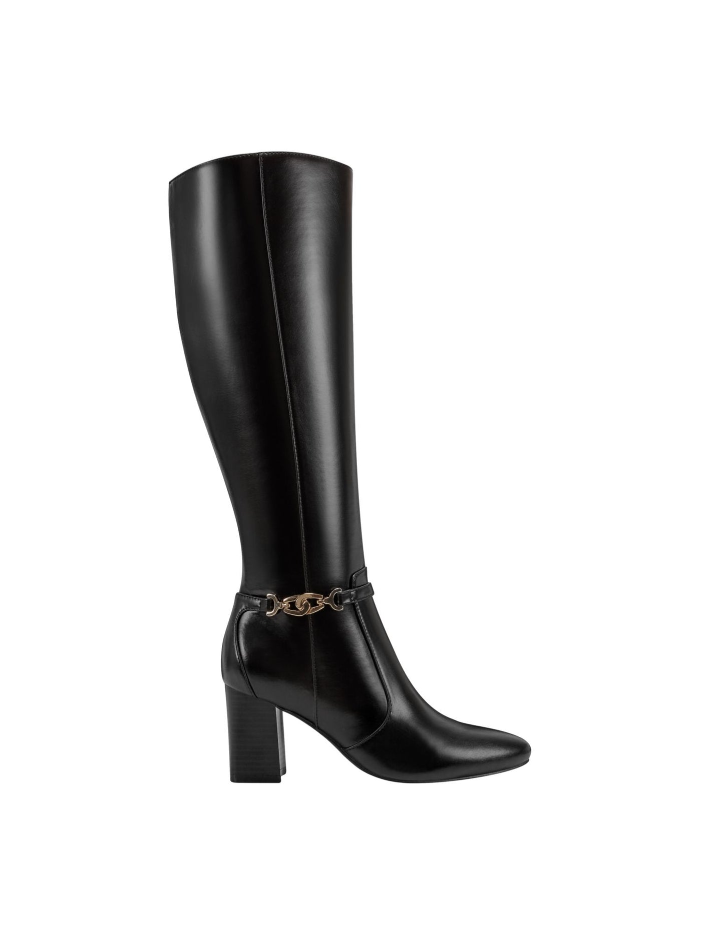 BANDOLINO Womens Black Hardware Strap Detail Goring Padded Brenda Almond Toe Block Heel Zip-Up Heeled Boots 11 M