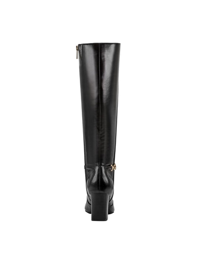 BANDOLINO Womens Black Hardware Strap Detail Goring Padded Brenda Almond Toe Block Heel Zip-Up Heeled Boots 11 M