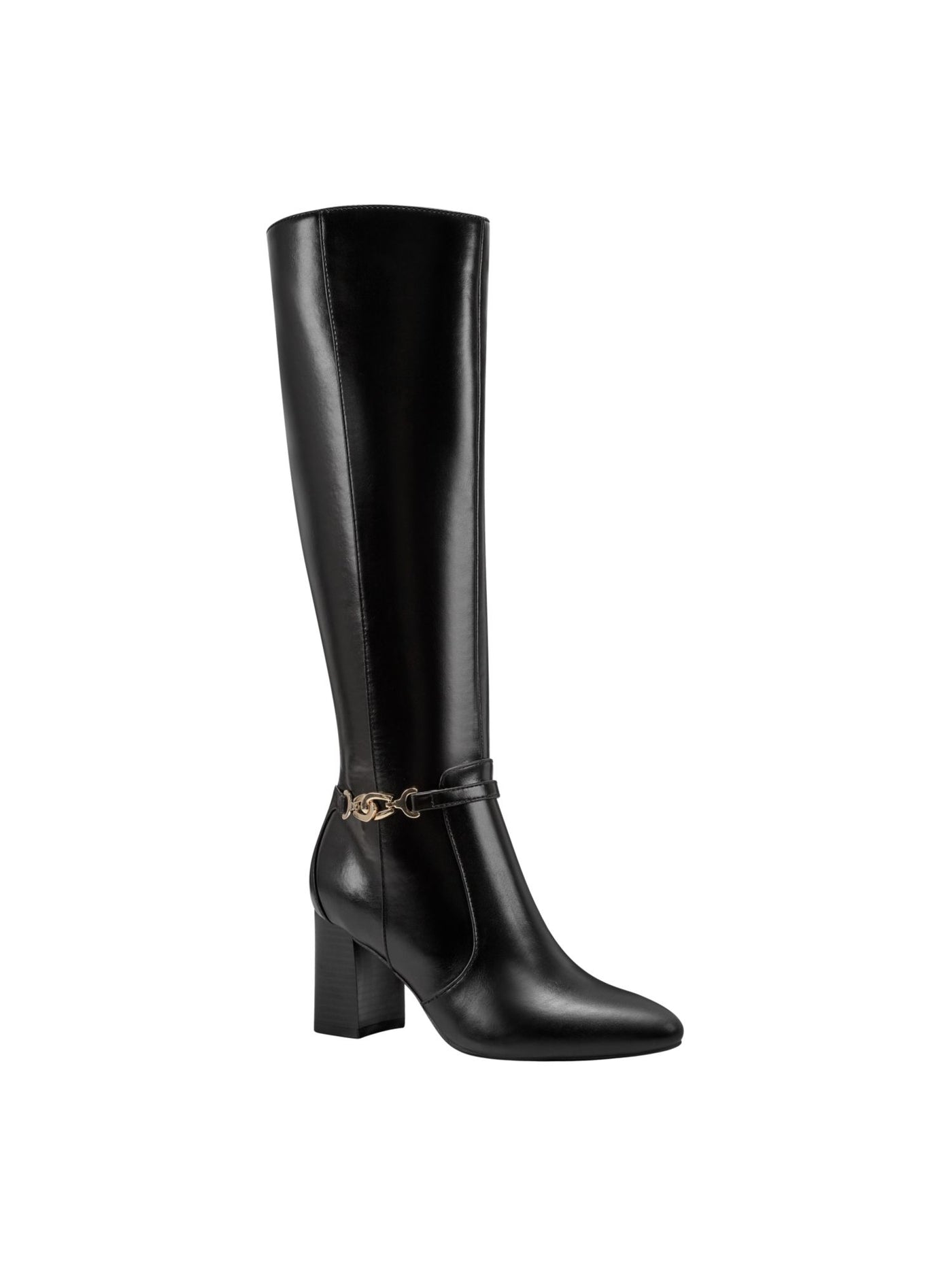 BANDOLINO Womens Black Hardware Strap Detail Goring Padded Brenda Almond Toe Block Heel Zip-Up Heeled Boots 7 M