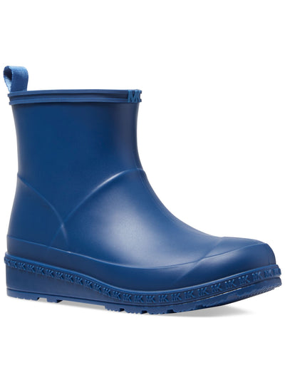 MICHAEL MICHAEL KORS Womens Blue Back Pull-Tab Padded Waterproof Mac Round Toe Wedge Rain Boots 8