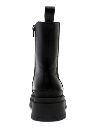 WILD PAIR Womens Black 1" Platform Goring Heel Pull-Tab Breathable Lug Sole Cushioned Grayce Round Toe Block Heel Chelsea Boot 5 M