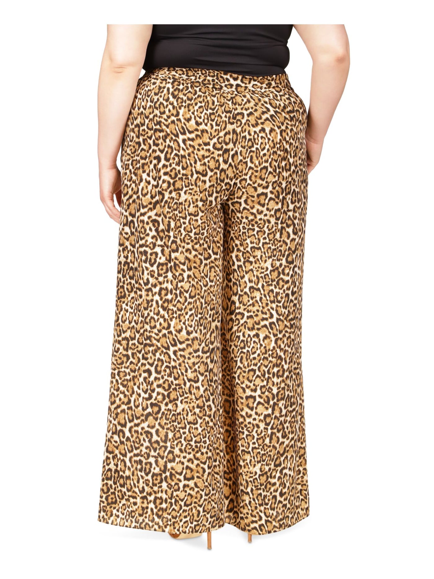 MICHAEL MICHAEL KORS Womens Beige Animal Print Wide Leg Pants Plus 3X