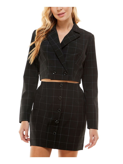 KINGSTON GREY Womens Black Plaid Short Party A-Line Skirt Suit S