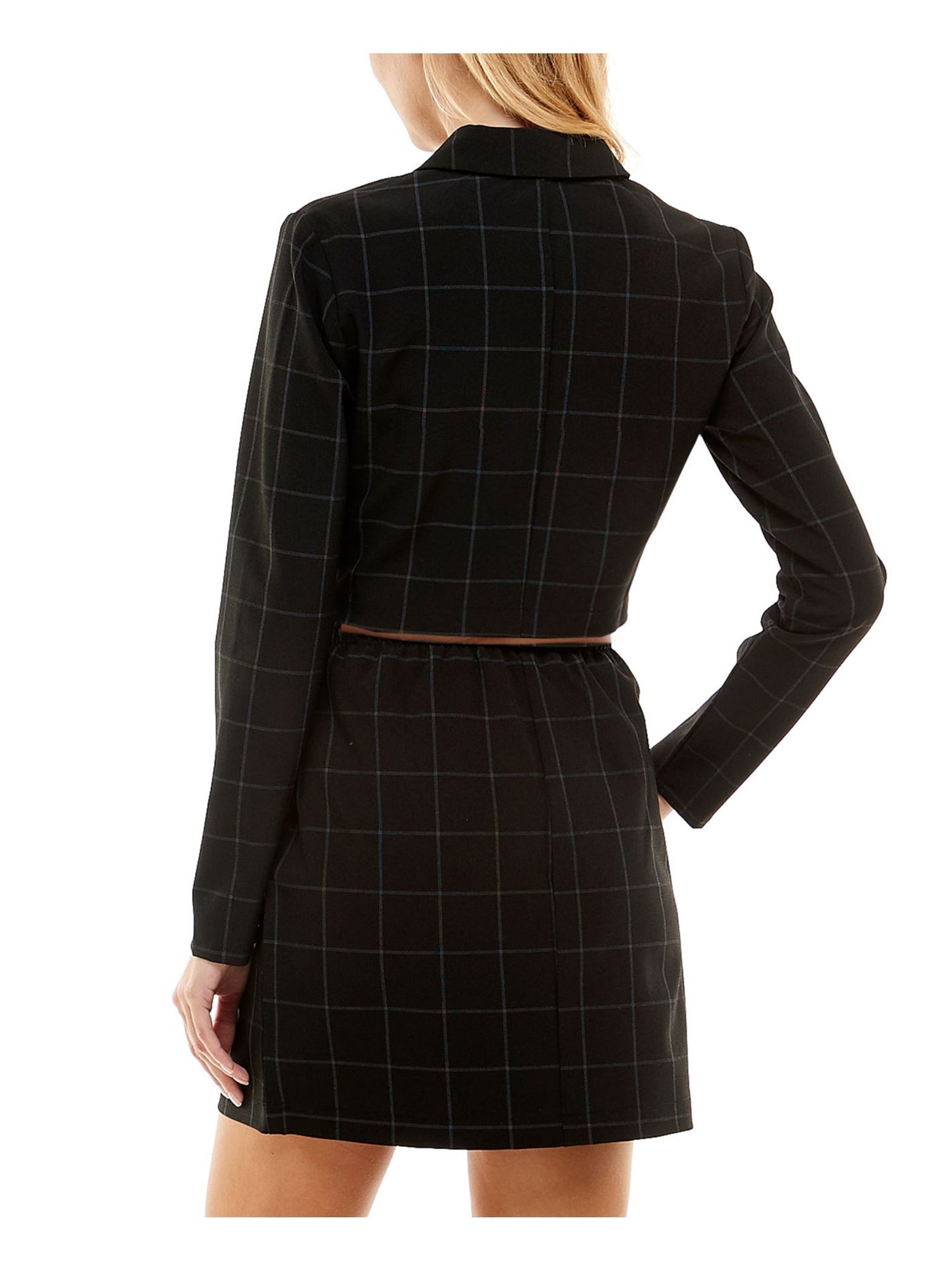 KINGSTON GREY Womens Black Plaid Short Party A-Line Skirt Suit S