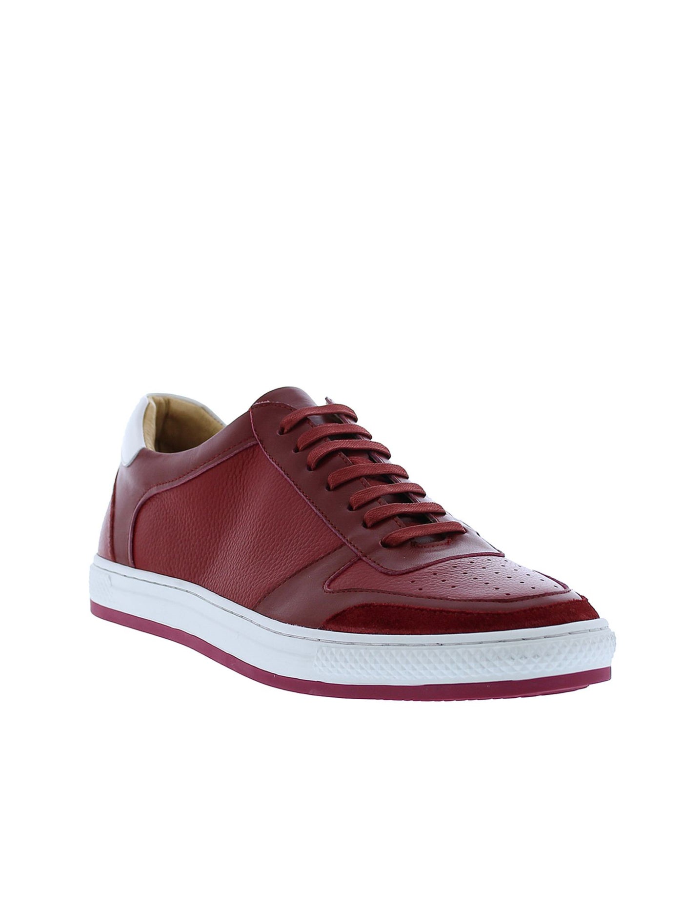 ENGLISH LAUNDRY Mens Red Mixed Media Breathable Perforated Cushioned Tiller Round Toe Lace-Up Leather Sneakers Shoes 9.5