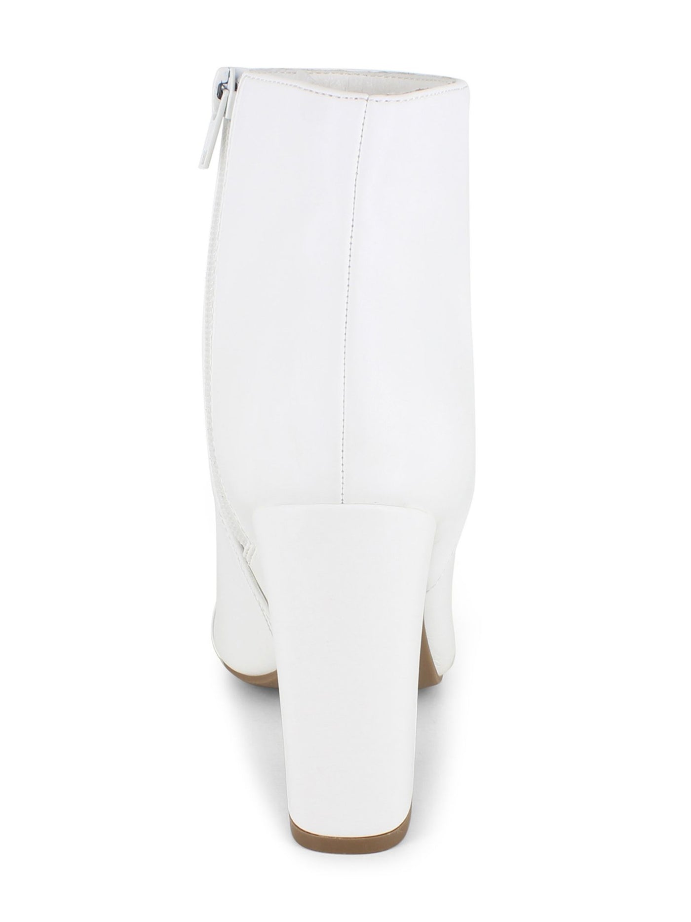 XOXO Womens White Padded Fedela Pointy Toe Block Heel Zip-Up Dress Booties 9 M