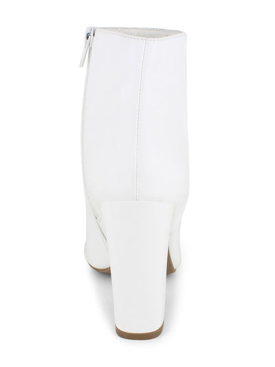 XOXO Womens White Padded Fedela Pointy Toe Block Heel Zip-Up Dress Booties 9 M