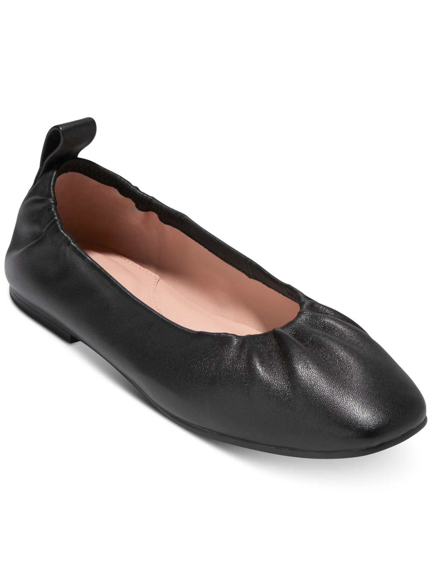 COLE HAAN Womens Black Ruched Back Pull-Tab Arch Support Cushioned York Round Toe Slip On Leather Ballet Flats 6 B