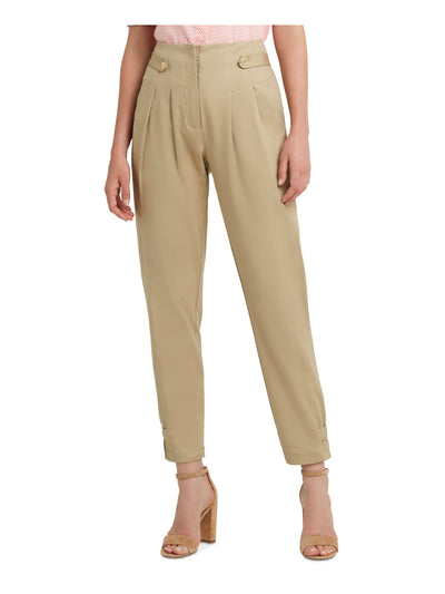 H HALSTON Womens Beige Pocketed Zippered Hook And Bar Closure Wear To Work Straight leg Pants L