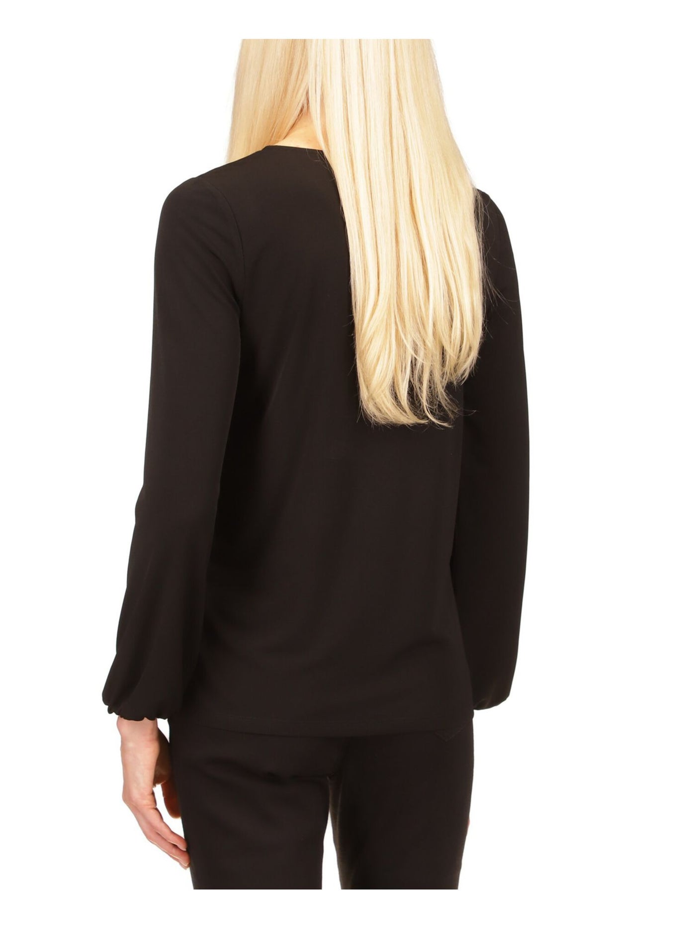 MICHAEL MICHAEL KORS Womens Black Long Sleeve Zip Neck Top S