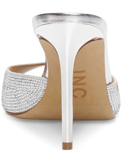 INC Womens Silver Embellished Amra Pointy Toe Stiletto Slip On Dress Heeled Sandal 12 M
