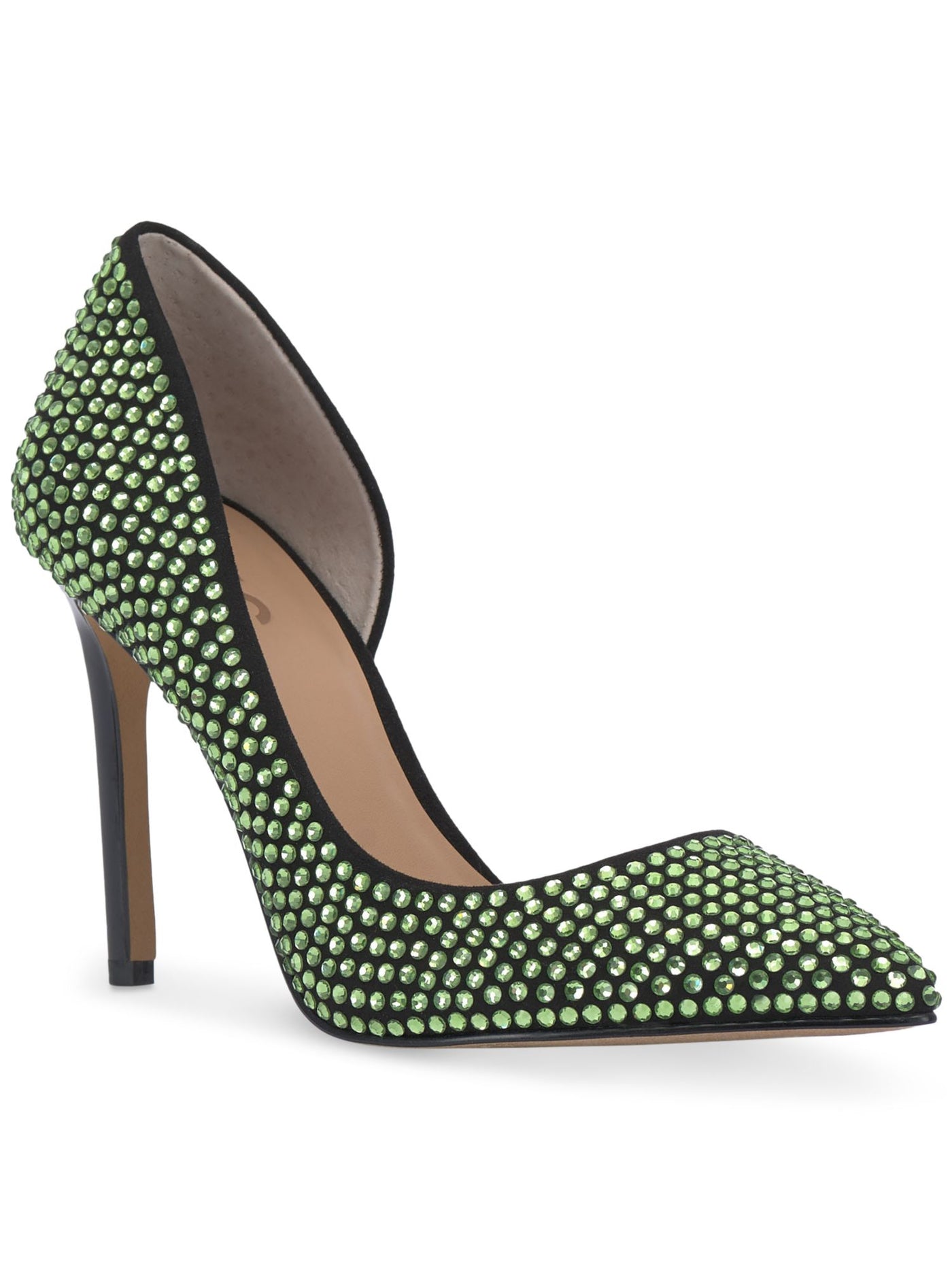 INC Womens Green Padded Embellished D Orsay Kenjay Pointy Toe Stiletto Slip On Pumps Shoes 7 M