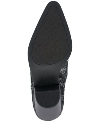 INC Womens Gray Sequined Zipper Accent Ipiriah Round Toe Stacked Heel Western Boot M