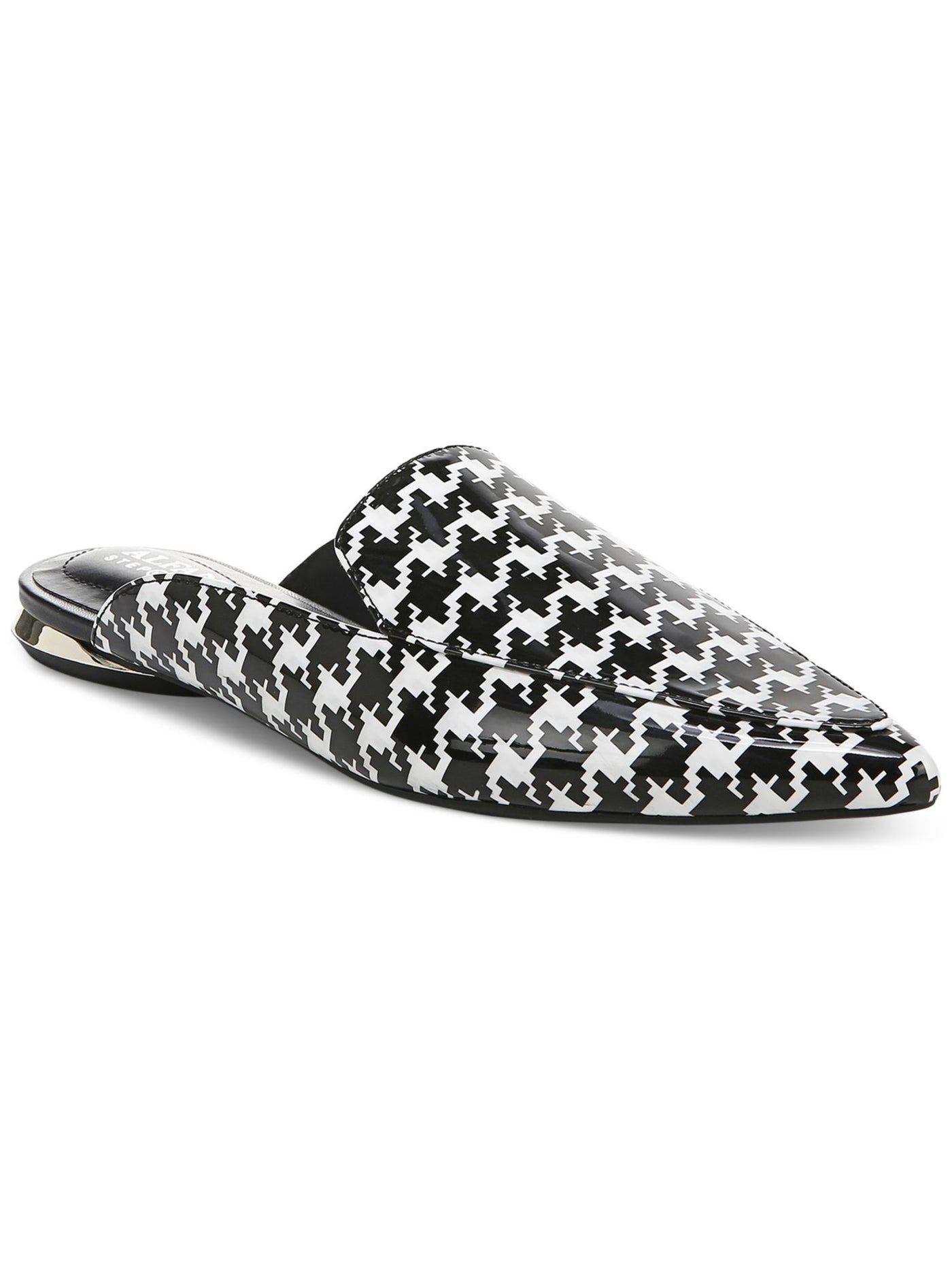 ALFANI Womens Black Houndstooth Cushioned Serrice Pointed Toe Slip On Mules 6 M