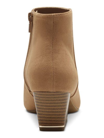 ALFANI Womens Cognac Brown Padded Armena Pointed Toe Stacked Heel Zip-Up Booties 8.5 M
