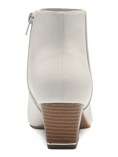 ALFANI Womens White Cushioned Armena Pointed Toe Block Heel Zip-Up Booties 5.5 M