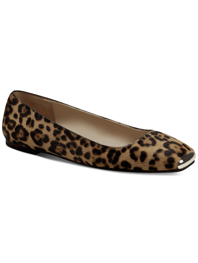 ALFANI Womens Brown Animal Print Neptoon Square Toe Slip On Flats Shoes 8.5 M