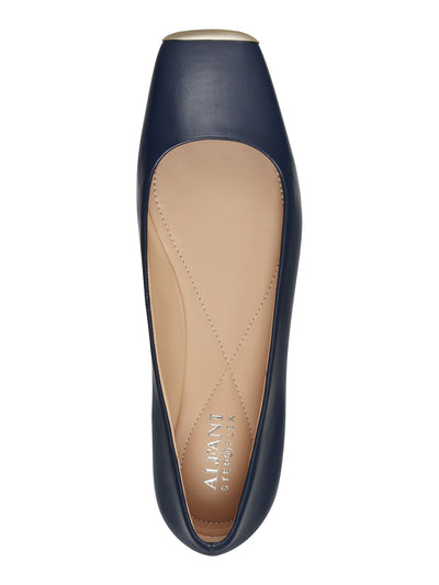 ALFANI Womens Black Toe Plate Padded Neptoon Square Toe Slip On Leather Flats Shoes 5 M