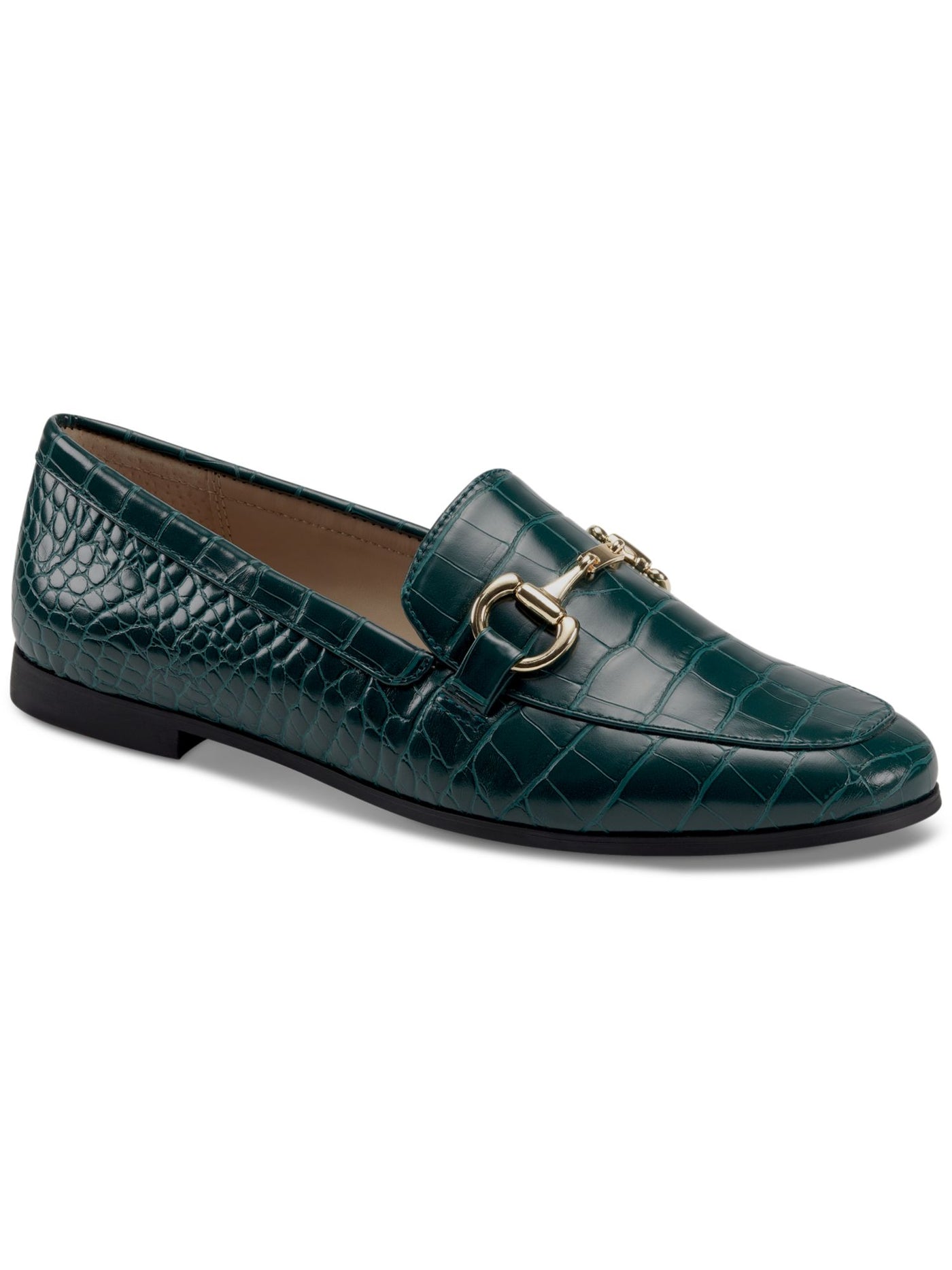 ALFANI Womens Green Solid Croc Bit Hardware Flexible Cushioned Gayle Round Toe Slip On Dress Loafers Shoes 7 M