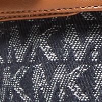 MICHAEL MICHAEL KORS Womens Navy Logo Treaded Lace Up Leather Accents Logo Hardware Heel Pull-Tab Padded Lug Sole Rory Round Toe Block Heel Zip-Up Combat Boots M