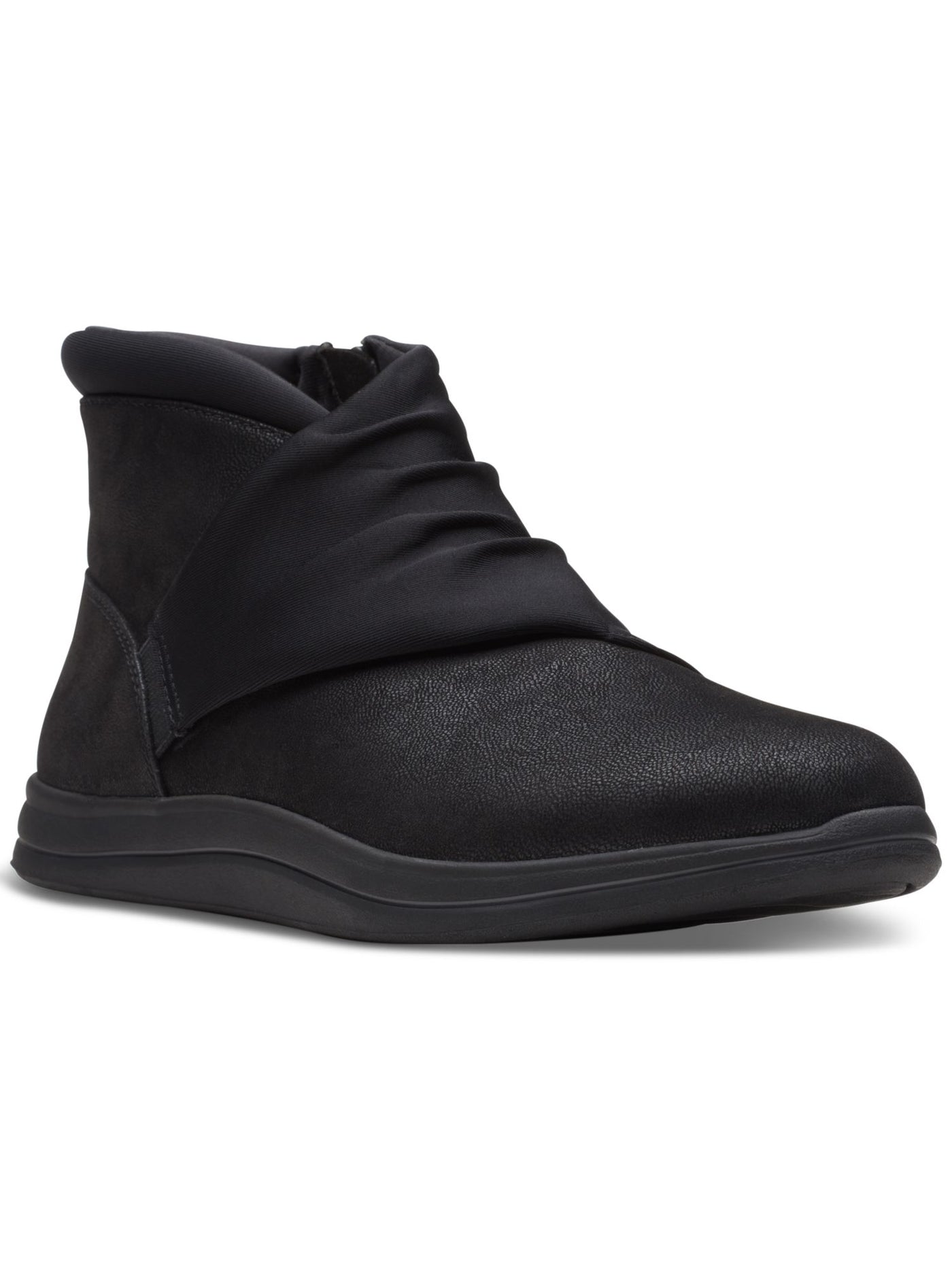 CLOUD STEPPERS BY CLARKS Womens Black Ruched Impact Absorption Cushioned Removable Insole Breeze Dusk Round Toe Zip-Up Booties 11 M