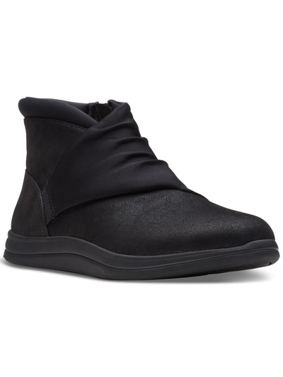 CLOUD STEPPERS BY CLARKS Womens Black Ruched Impact Absorption Cushioned Removable Insole Breeze Dusk Round Toe Zip-Up Booties 11 M