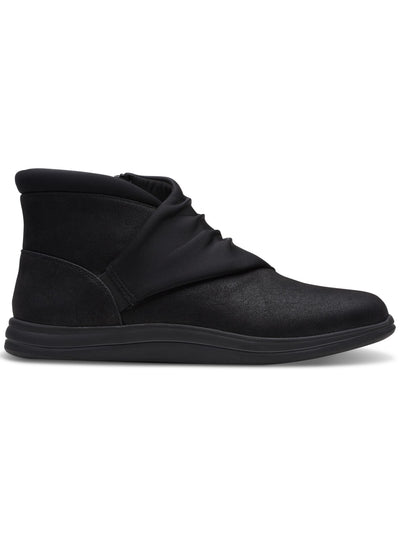 CLOUD STEPPERS BY CLARKS Womens Black Ruched Impact Absorption Cushioned Removable Insole Breeze Dusk Round Toe Zip-Up Booties 11 M