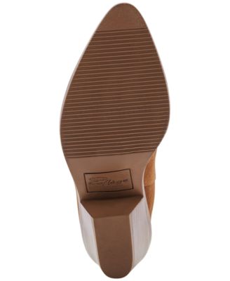 AQUA COLLEGE Womens Brown Waterproof Nia Pointed Toe Block Heel Slip On Leather Heeled Mules Shoes M