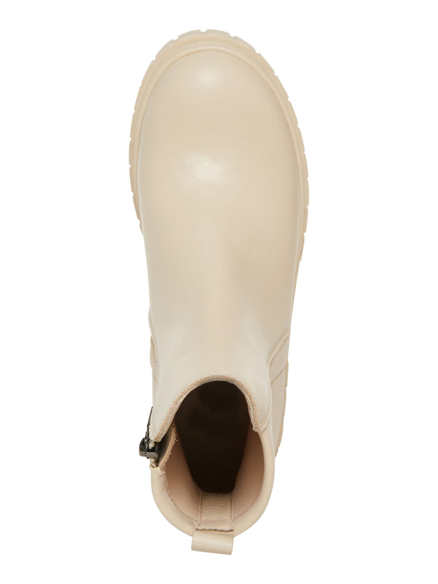 AQUA COLLEGE Womens Ivory Lug Sole Stretch Padded Waterproof Slip Resistant Pronto Round Toe Block Heel Zip-Up Booties 9.5 M