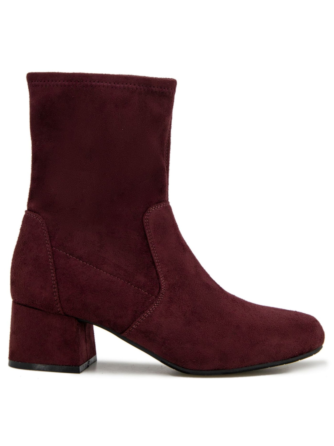 REACTION KENNETH COLE Womens Burgundy Stretch Road Round Toe Block Heel Zip-Up Booties 6