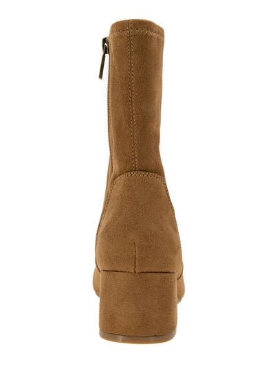 KENNETH COLE Womens Brown Stretch Comfort Road Round Toe Block Heel Zip-Up Booties 5.5