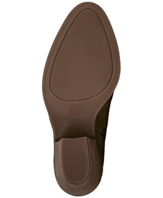 LUCKY BRAND Womens Brown V-Notch Scalloped Lakelyy Almond Toe Stacked Heel Zip-Up Leather Booties M