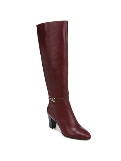 FRANCO SARTO Womens Brown Comfort Palermo Almond Toe Block Heel Zip-Up Leather Dress Boots 6 M
