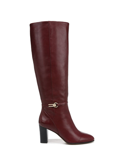 FRANCO SARTO Womens Red Metallic Hardware Palermo Almond Toe Zip-Up Leather Dress Boots 10 M