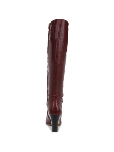 FRANCO SARTO Womens Burgundy Metallic Hardware Palermo Almond Toe Zip-Up Leather Dress Boots 7.5 M