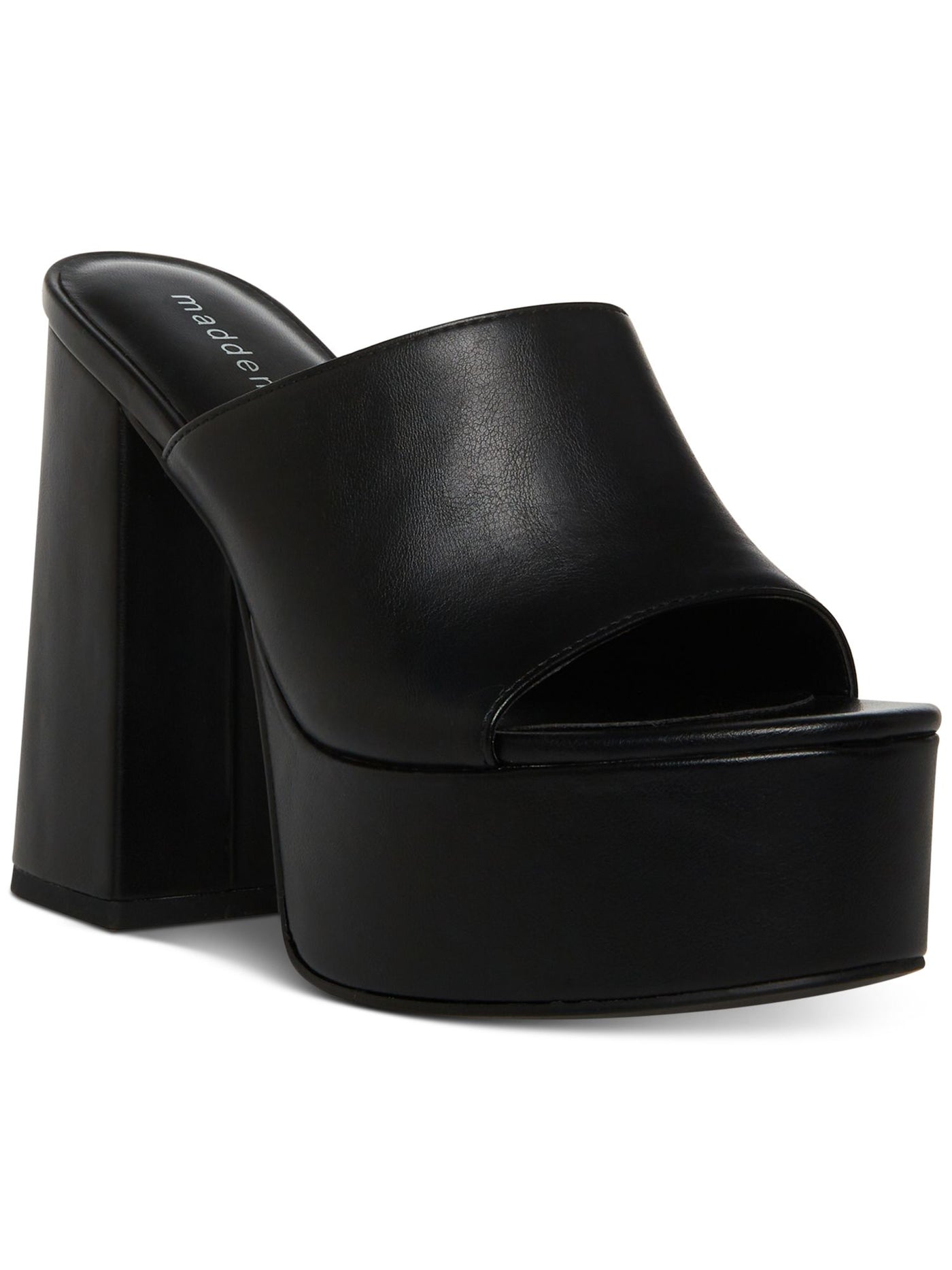 MADDEN GIRL Womens Black 1-1/2" Platform Jessa Round Toe Block Heel Slip On Heeled Sandal 10 M