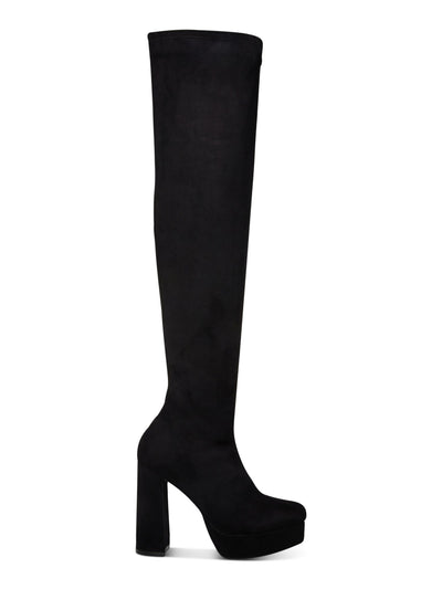 MADDEN GIRL Womens Black 1" Platform Orin Round Toe Block Heel Zip-Up Dress Boots 6 M