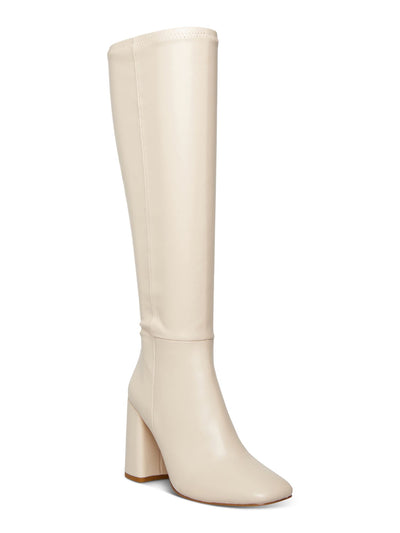 MADDEN GIRL Womens Almond Ivory Padded Winslow Square Toe Block Heel Zip-Up Dress Boots 9.5 M