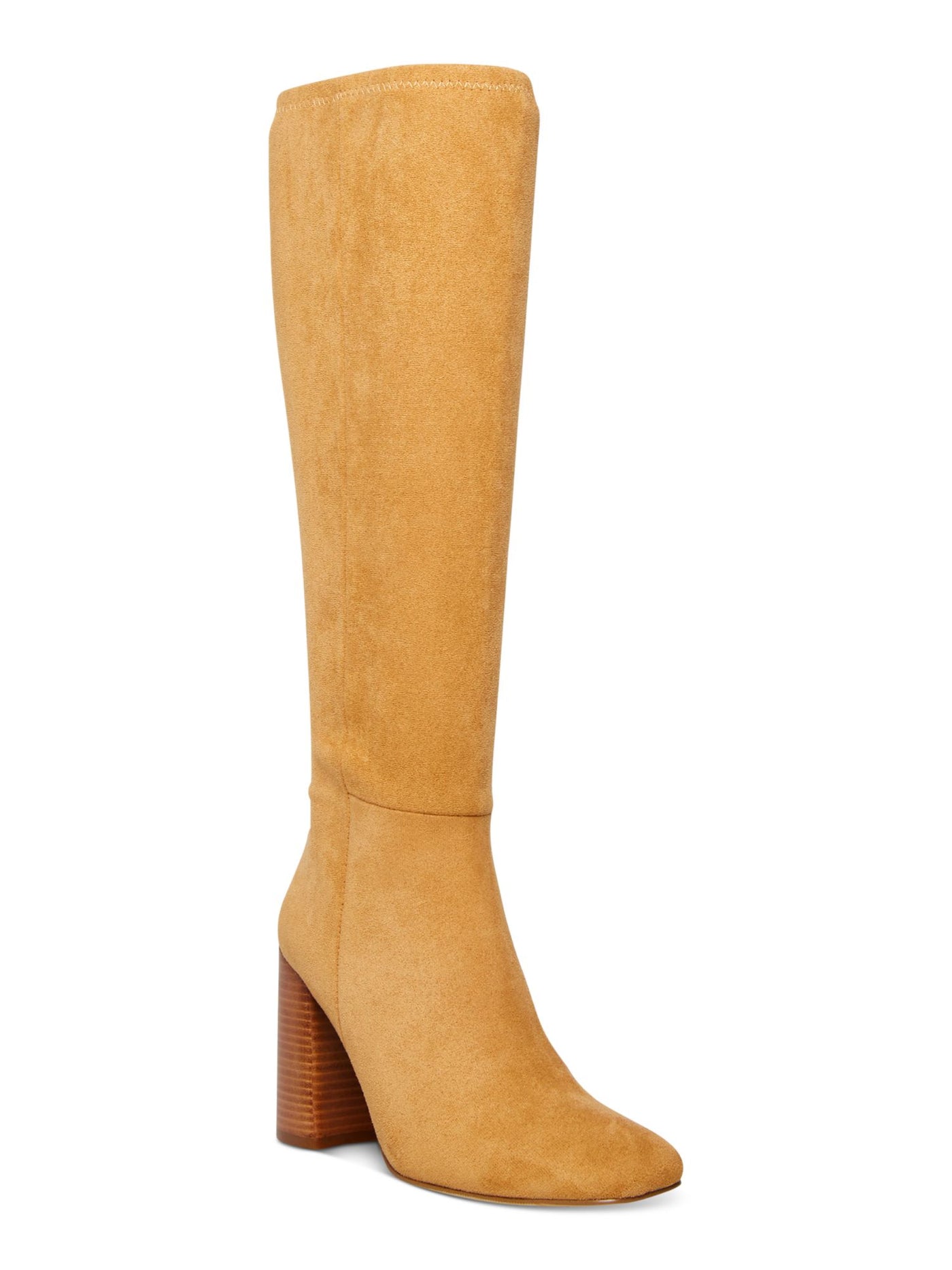 MADDEN GIRL Womens Almond Beige Padded Winslow Square Toe Block Heel Zip-Up Dress Boots 7.5 M