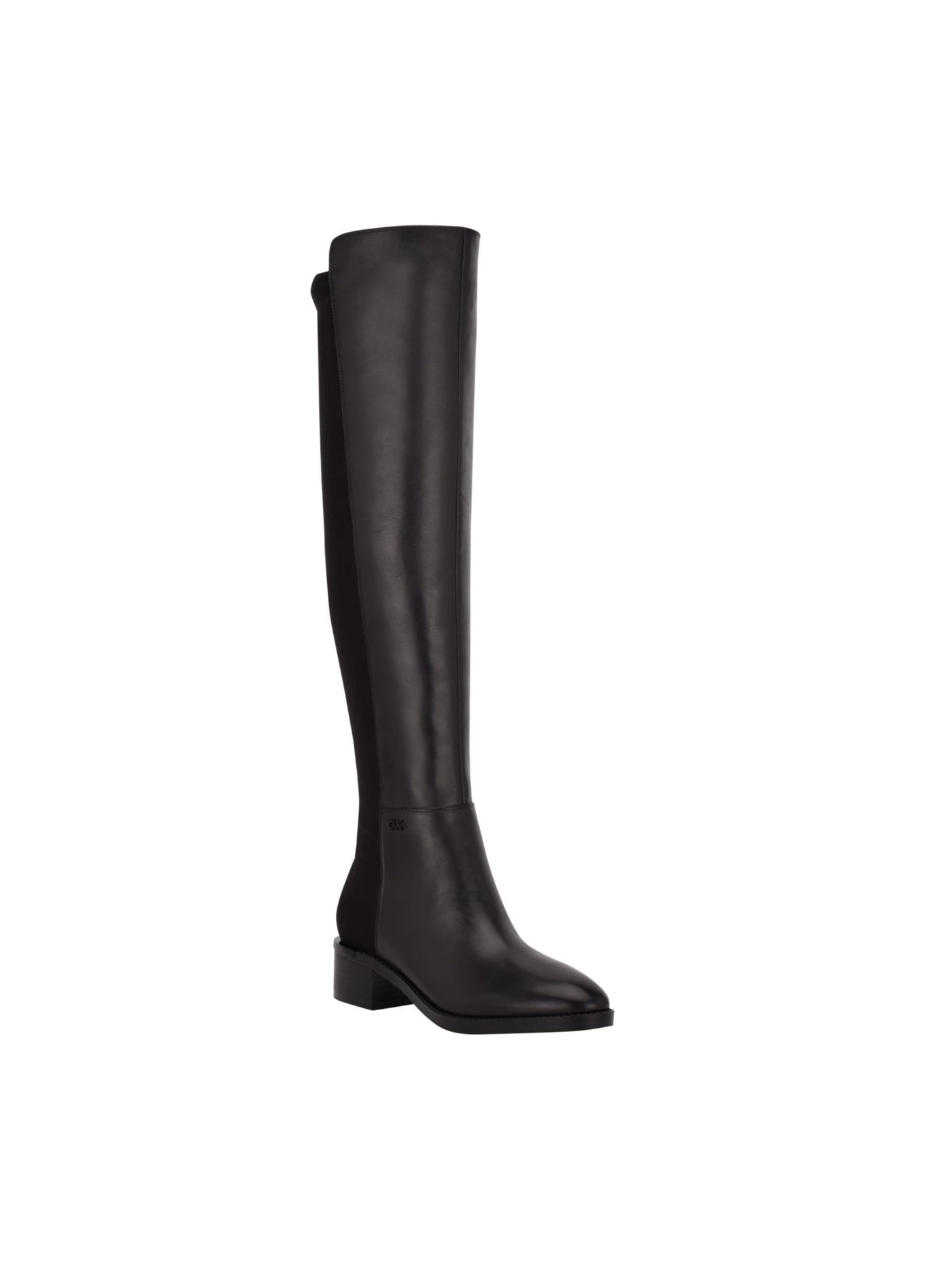 CALVIN KLEIN Womens Black Mixed Media Padded Stretch Deedee Pointy Toe Block Heel Zip-Up Heeled Boots 6.5 M