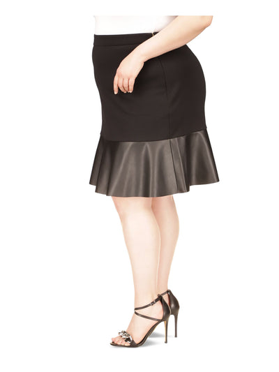 MICHAEL MICHAEL KORS Womens Black Zippered Unlined Knee Length Wear To Work A-Line Skirt Plus 0X