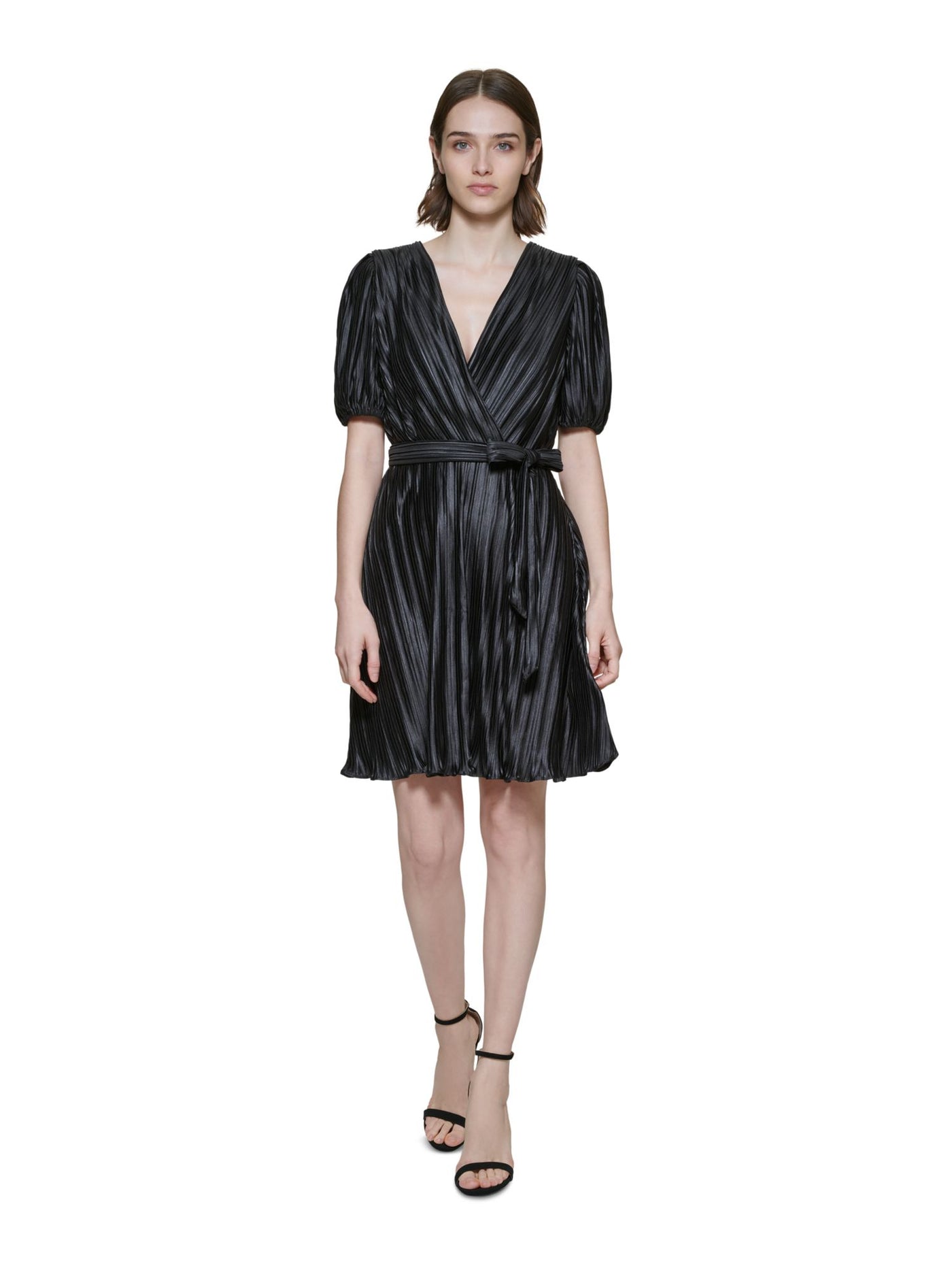 dkny pleated tie neck dress DKNY Women's Long Sleeve Tie-Neck Pleated Dress