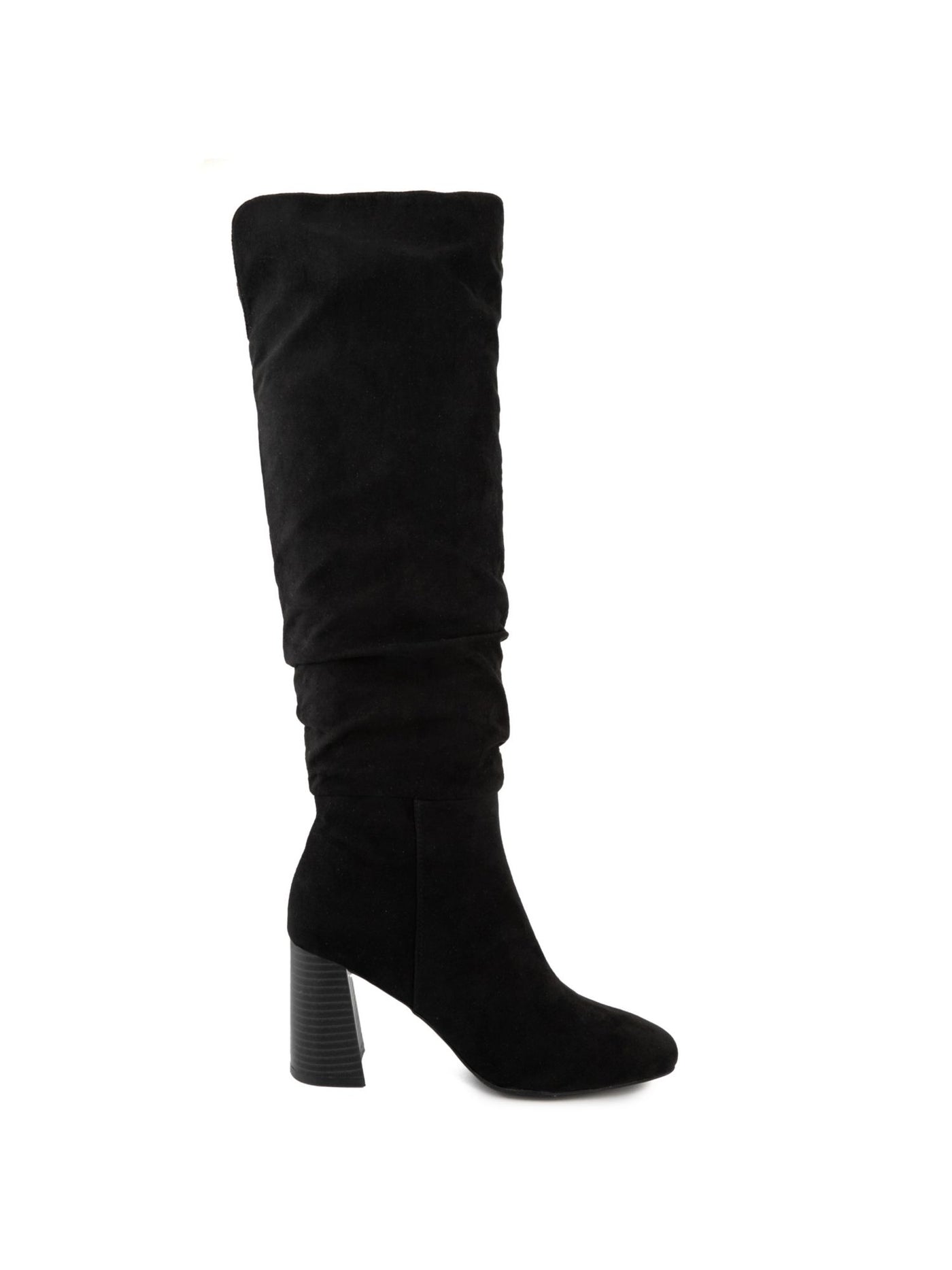 SUGAR Womens Black Comfort Emerson Square Toe Block Heel Zip-Up Slouch Boot 8 M