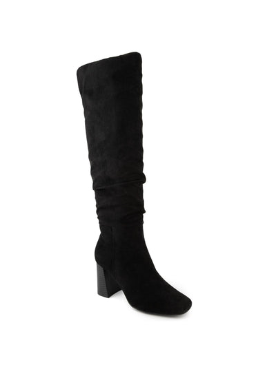 SUGAR Womens Black Comfort Emerson Square Toe Block Heel Zip-Up Slouch Boot 8 M