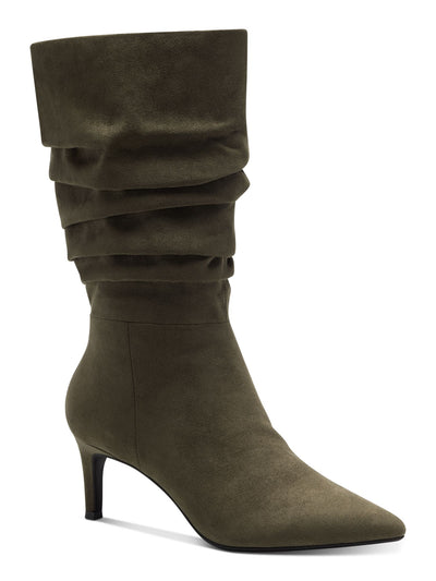 ALFANI Womens Olive Green Padded Lissa Pointed Toe Stiletto Zip-Up Slouch Boot 8.5 M