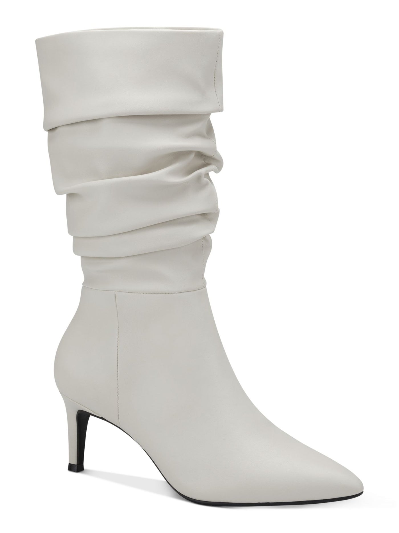 ALFANI Womens White Ruched Padded Lissa Pointed Toe Stiletto Zip-Up Dress Slouch Boot 10 M