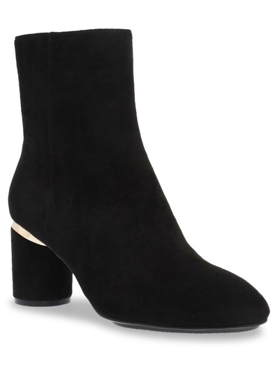 ANNE KLEIN Womens Black Metallic Goring Padded Crosby Pointed Toe Block Heel Zip-Up Heeled Boots 11